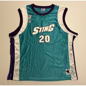 VTG 90s Charlotte Sting Champion WNBA Kelly McCarty 20 Jersey Teal Mens XL